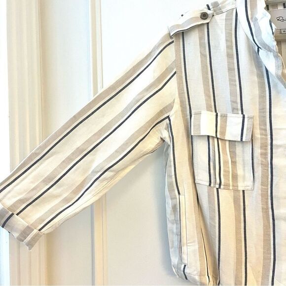 Rails Rowen Linen Cropped Jacket in Cocoa Stripe NEW without tags XS - Picture 4 of 8